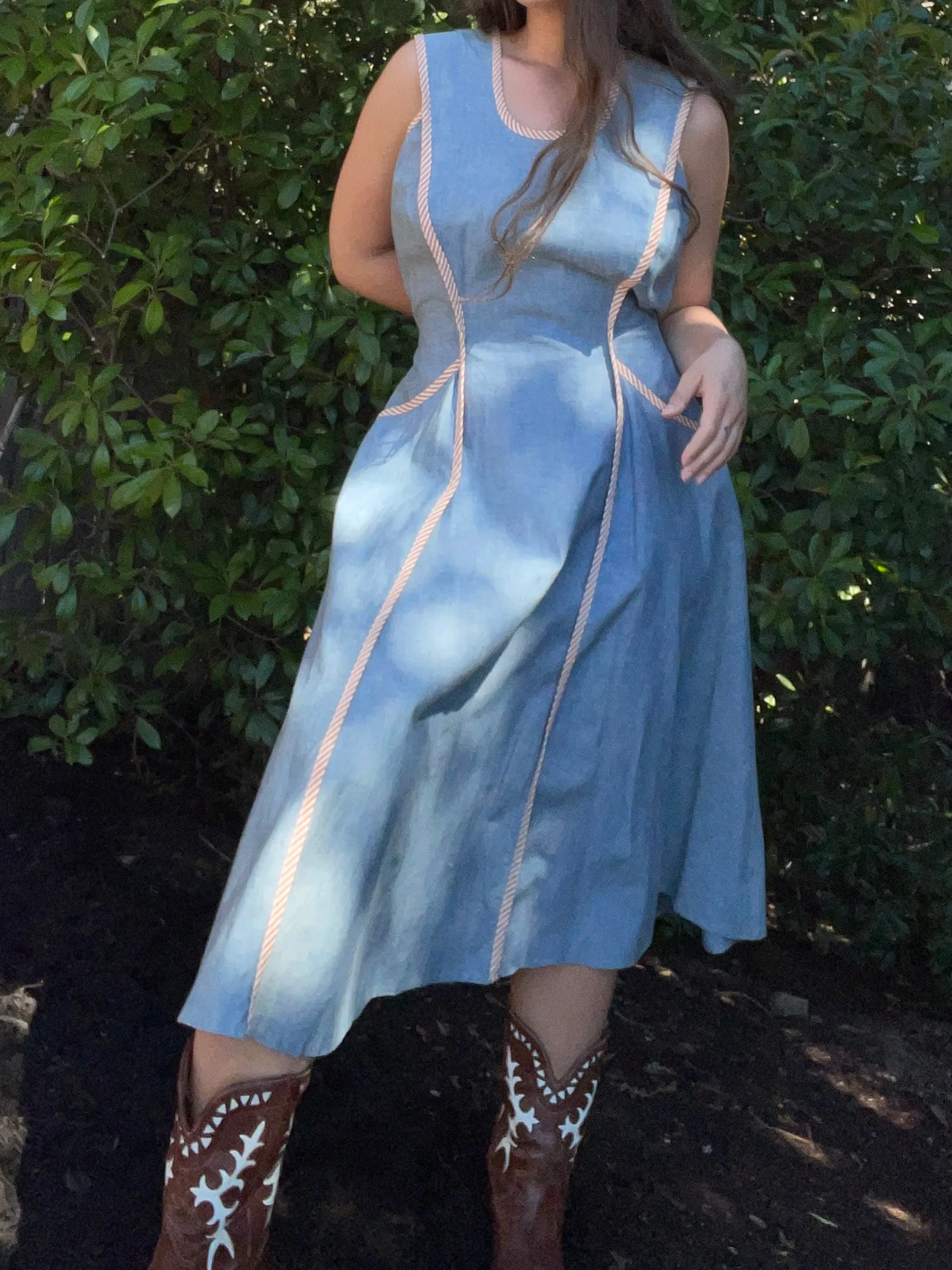 1940s Denim Wrap Workwear Dress