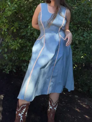 1940s Denim Wrap Workwear Dress