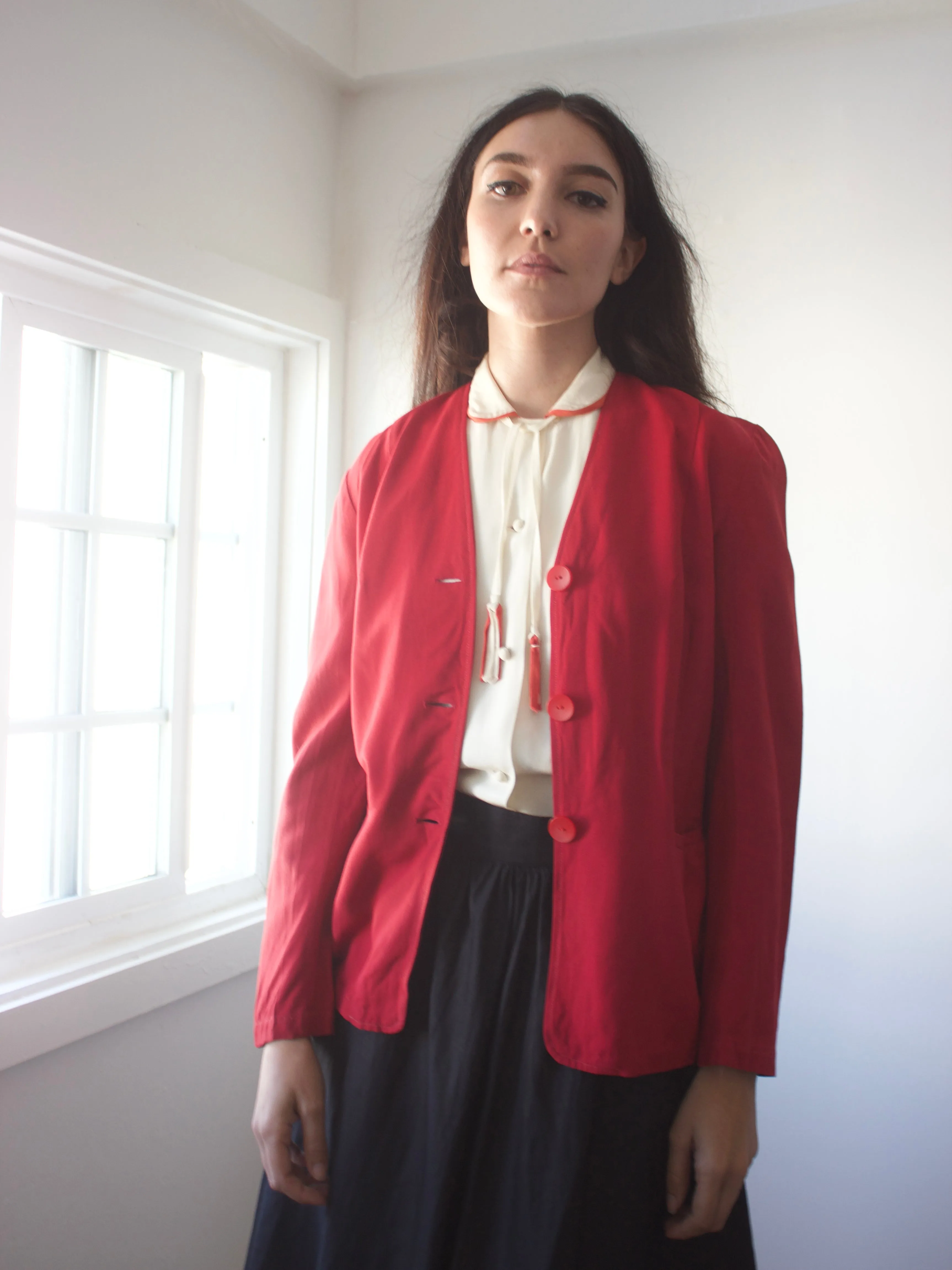 1940s 'Graff Hollywood Sportswear' Cherry Red Crepe Blend Jacket