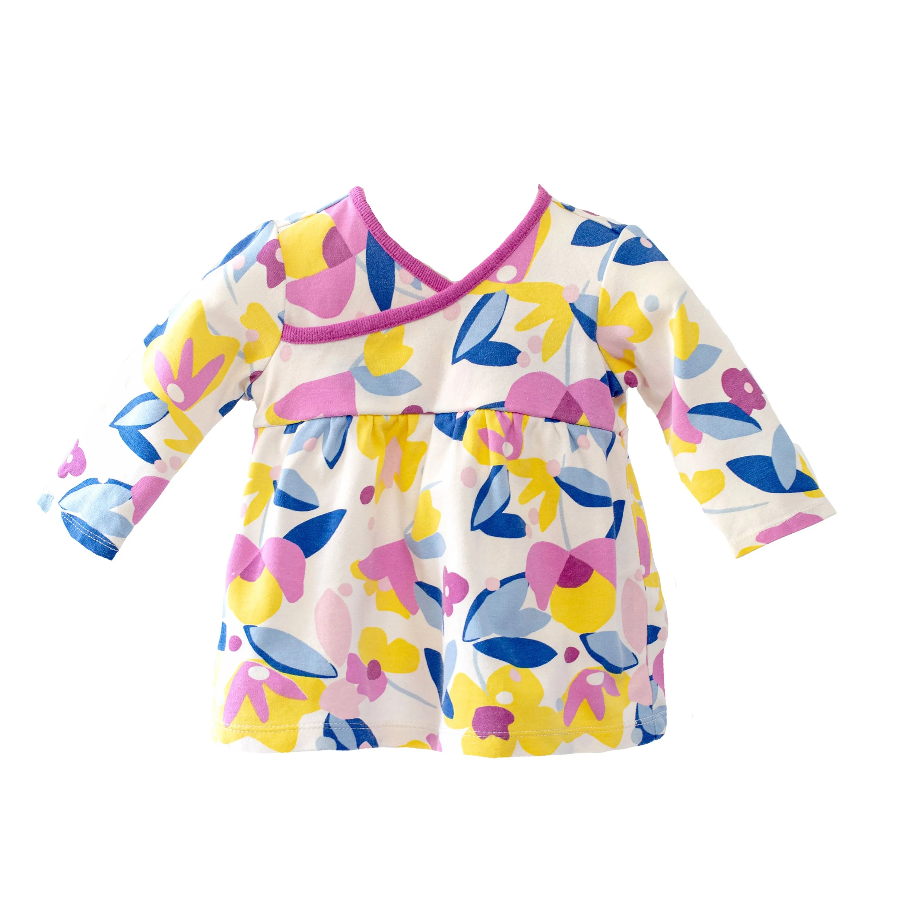 [3-6m] Tea Collection Wrap Neck Floral Long-Sleeve Cotton Dress