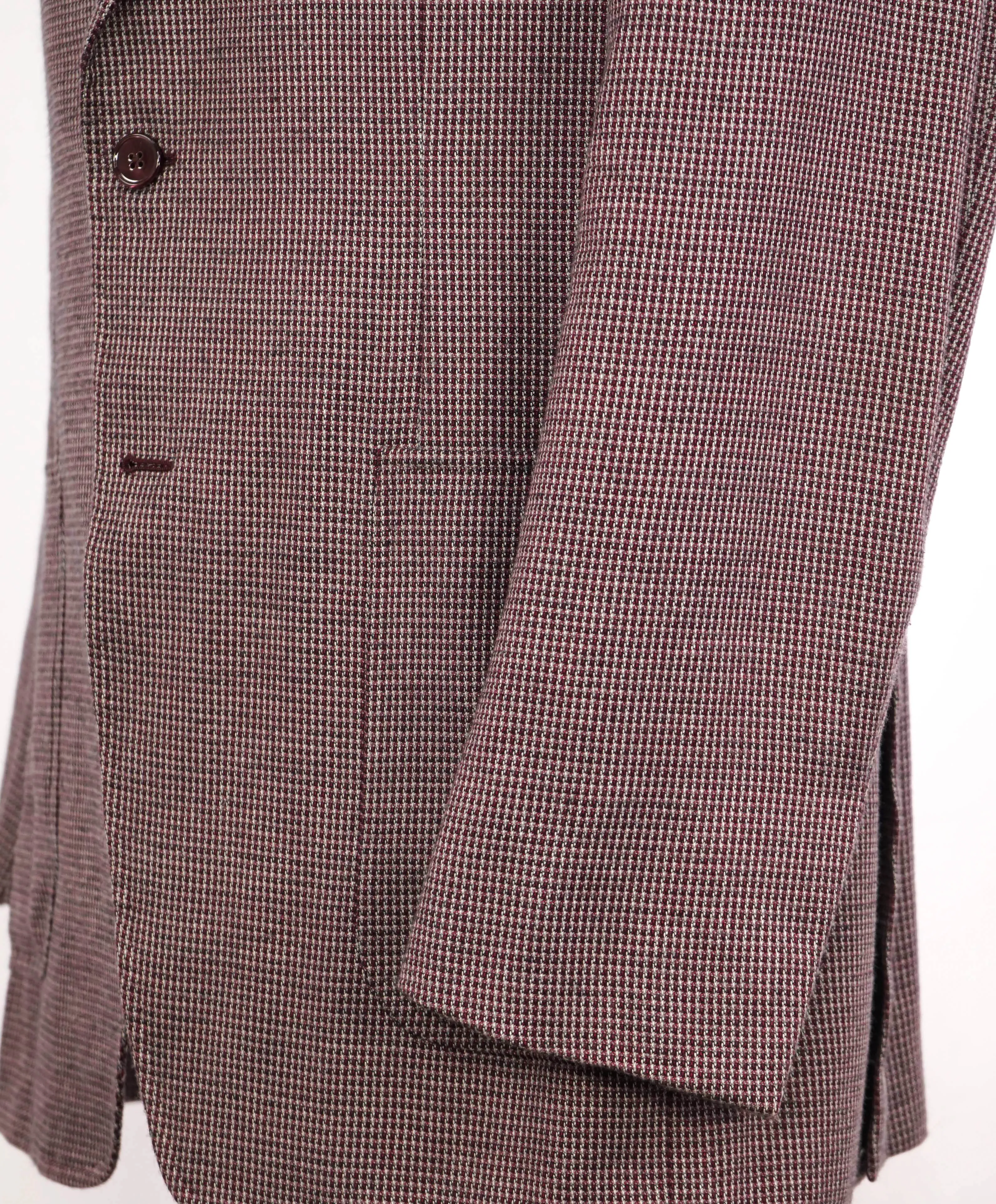 $3,295 ERMENEGILDO ZEGNA - *CASHMERE* Cotton Burgundy Birdseye Peak Blazer- 44R