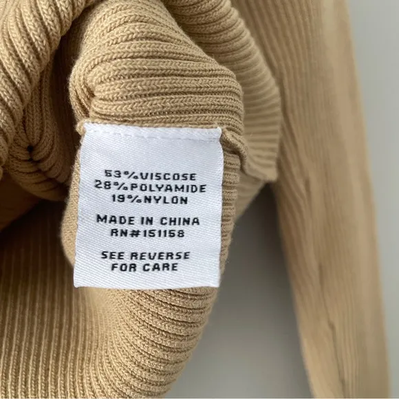 525 America Tan Camel Ribbed Cropped V Neck Cardigan Sweater XS