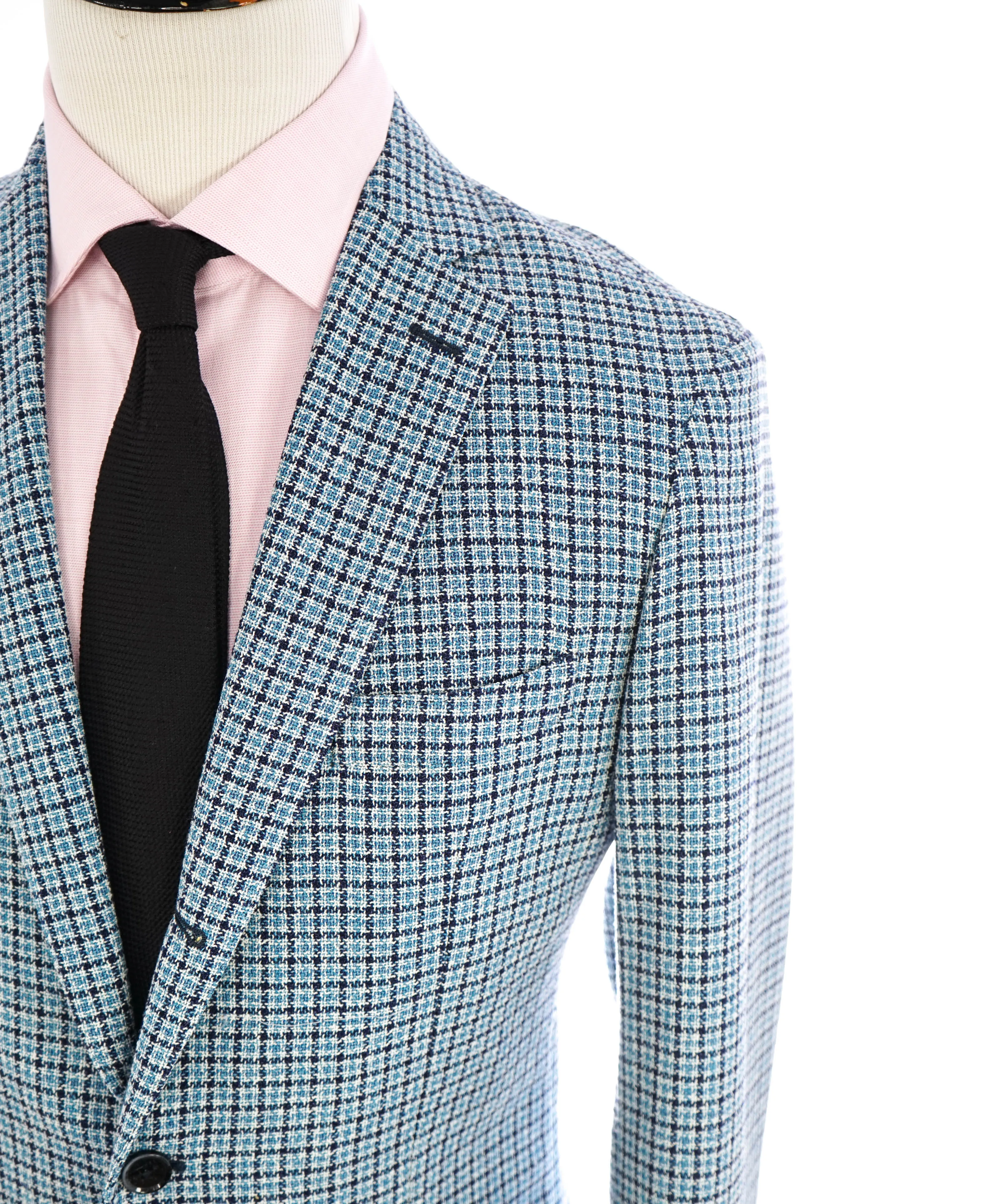 $895 VITALE BARBERIS CANONICO - For SAKS 5TH AVE Blue Houndstooth Blazer - 42R