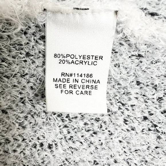 89th &amp; Madison Open Front Eyelash Knit Cardigan Coat Sweater. White/Black. Sz 1X