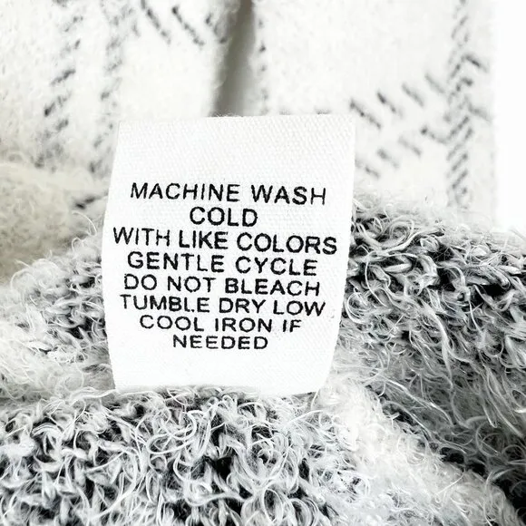 89th &amp; Madison Open Front Eyelash Knit Cardigan Coat Sweater. White/Black. Sz 1X