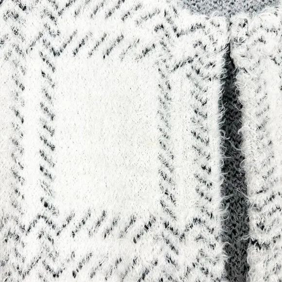 89th &amp; Madison Open Front Eyelash Knit Cardigan Coat Sweater. White/Black. Sz 1X