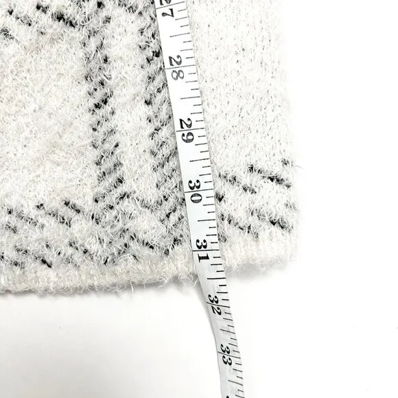 89th &amp; Madison Open Front Eyelash Knit Cardigan Coat Sweater. White/Black. Sz 1X
