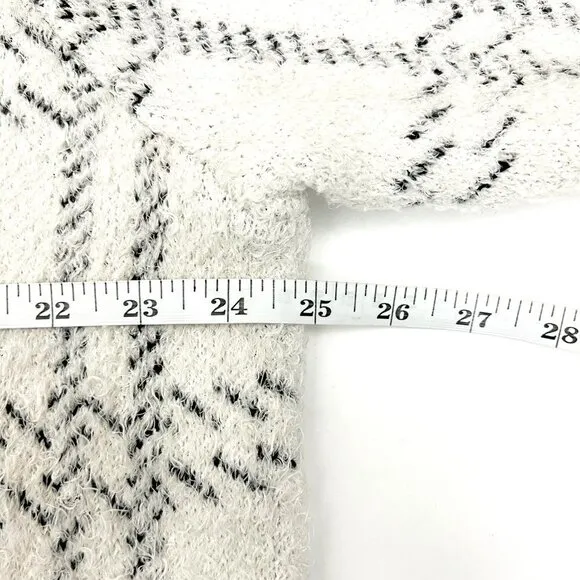 89th &amp; Madison Open Front Eyelash Knit Cardigan Coat Sweater. White/Black. Sz 1X