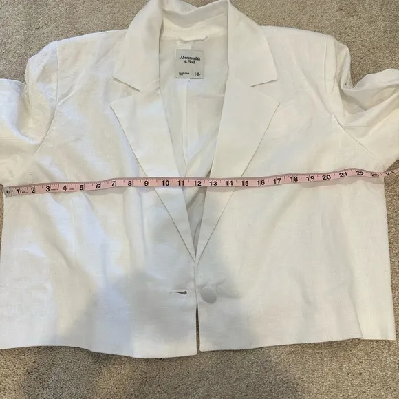 Abercrombie &amp; Fitch off white linen blend cropped blazer jacket XL