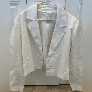 Abercrombie &amp; Fitch off white linen blend cropped blazer jacket XL