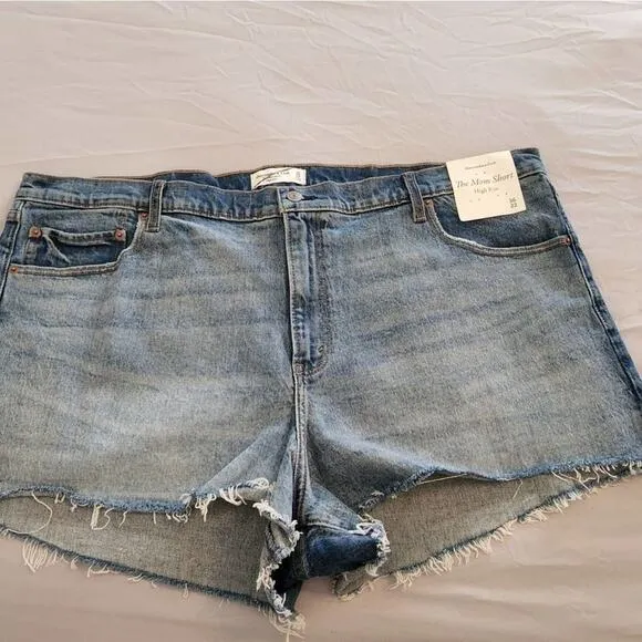 ABERCROMBIE &amp; Fitch the mom shorts distressed high rise plus size 36 22 new