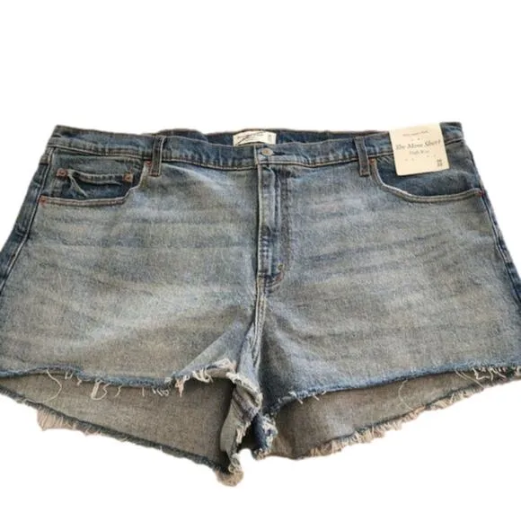 ABERCROMBIE &amp; Fitch the mom shorts distressed high rise plus size 36 22 new