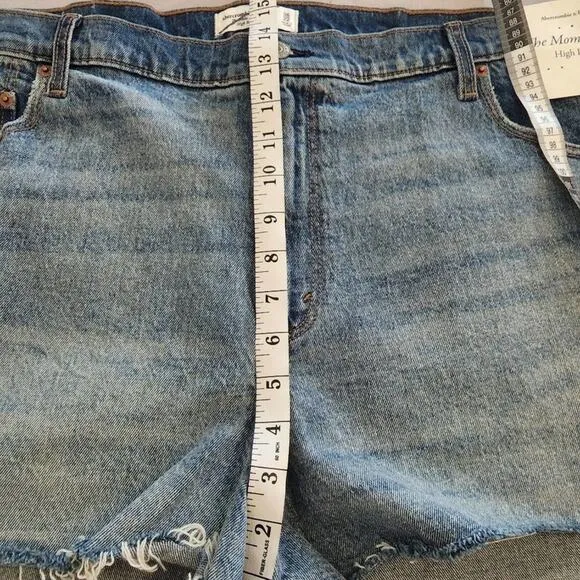 ABERCROMBIE &amp; Fitch the mom shorts distressed high rise plus size 36 22 new