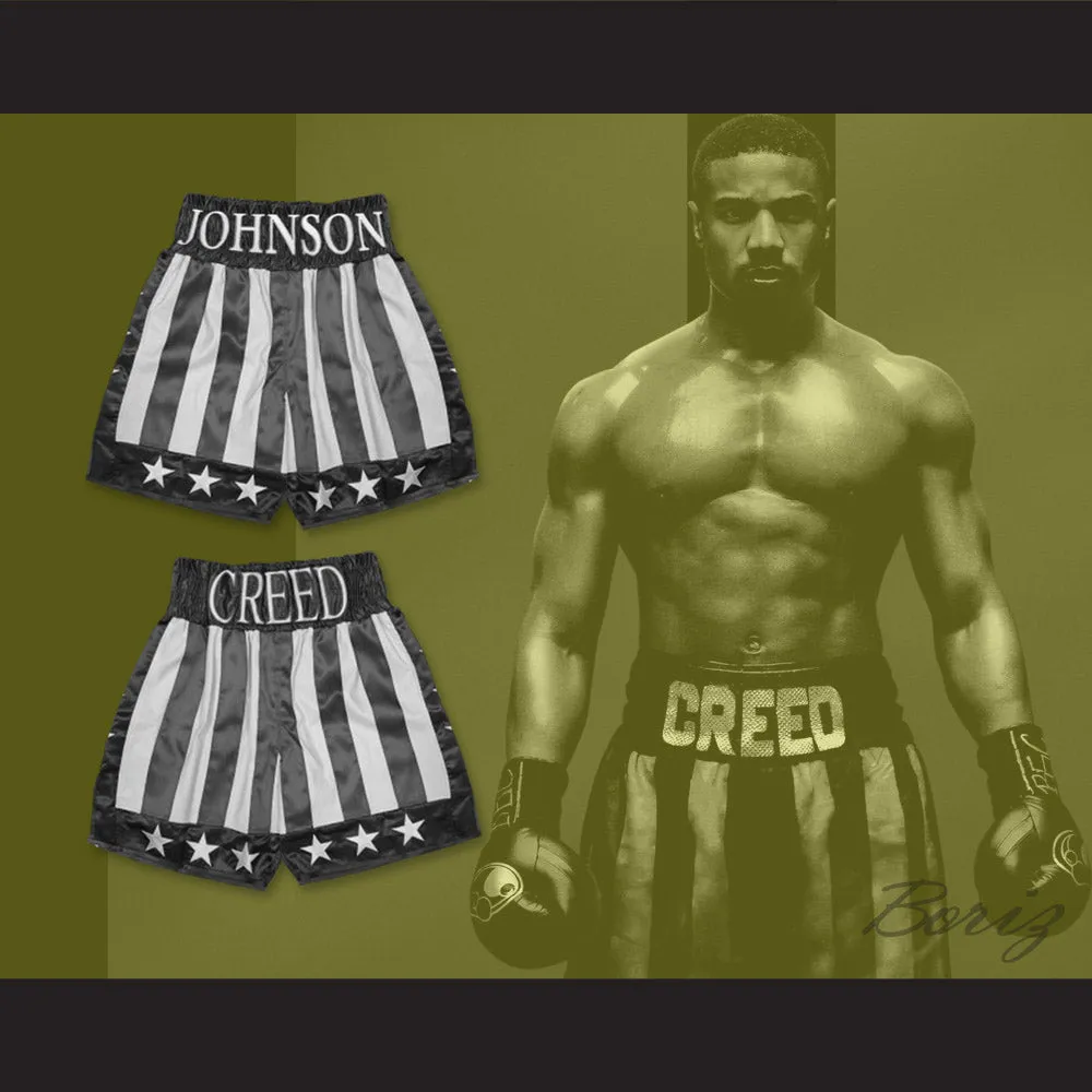 Adonis Johnson Black and White Flag Boxing Shorts Creed II