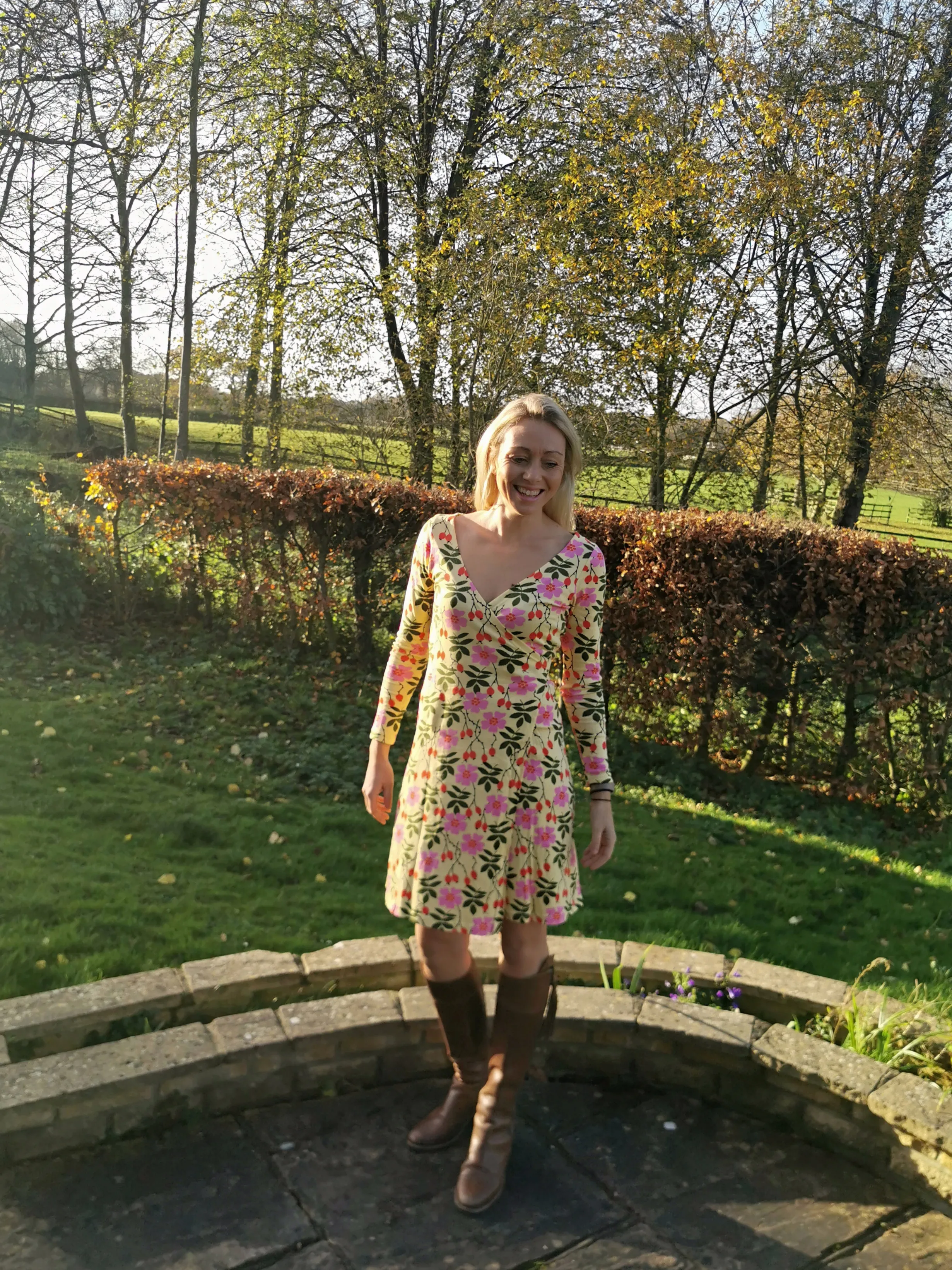 ADULT Long Sleeved Wrap Dress Rosehips