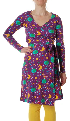 ADULT Long Sleeved Wrap Dress Violet Mother Earth