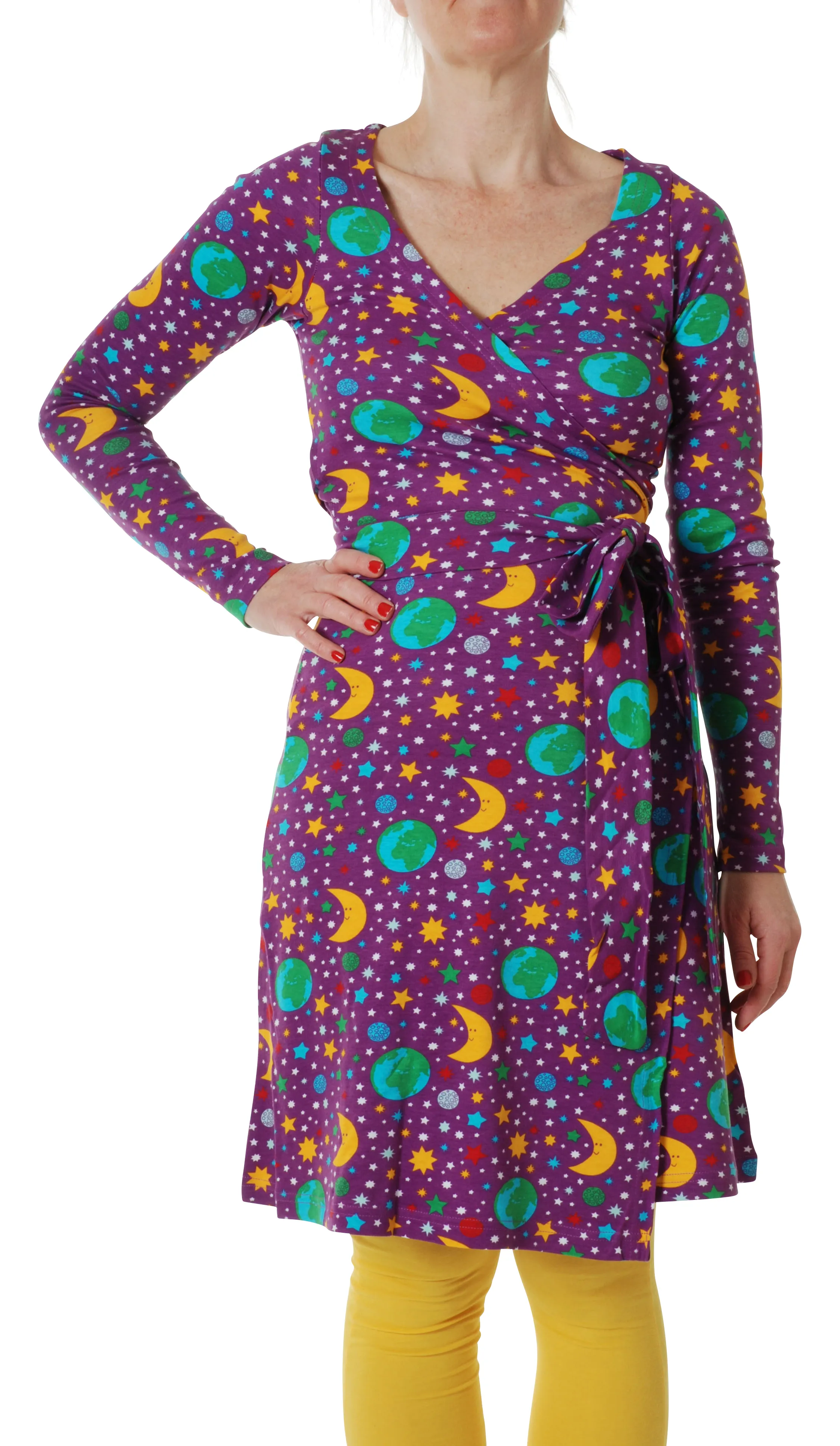 ADULT Long Sleeved Wrap Dress Violet Mother Earth