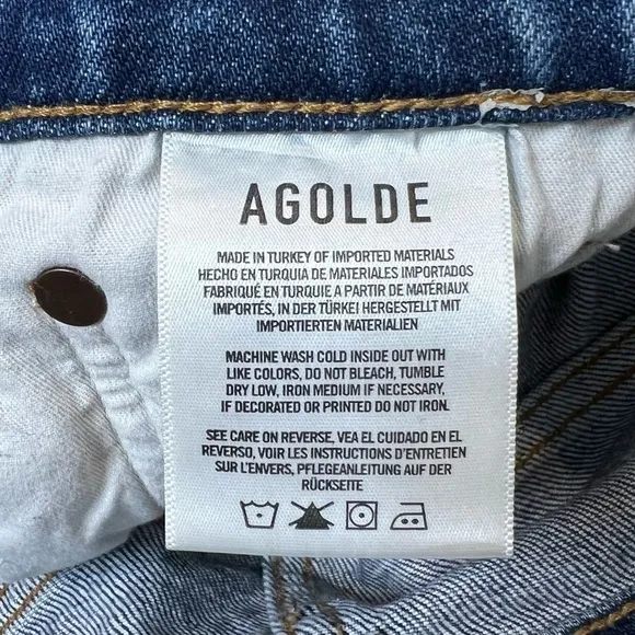 AGOLDE Carrie High Rise Women’s Bermuda Button Fly Denim Cutoff Shorts Sz 28