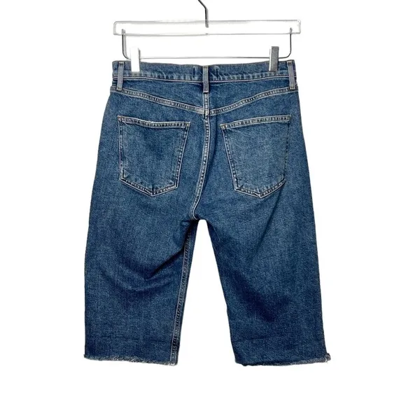 AGOLDE Carrie High Rise Women’s Bermuda Button Fly Denim Cutoff Shorts Sz 28