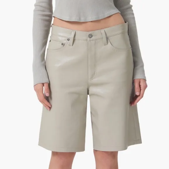Agolde Recycled Leather Bermuda Shorts