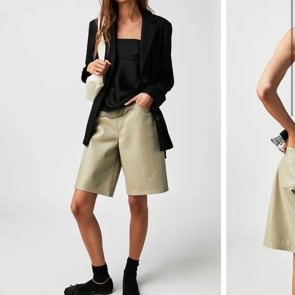 Agolde Recycled Leather Bermuda Shorts