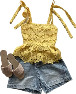AL1172 Yellow Eyelet Tank