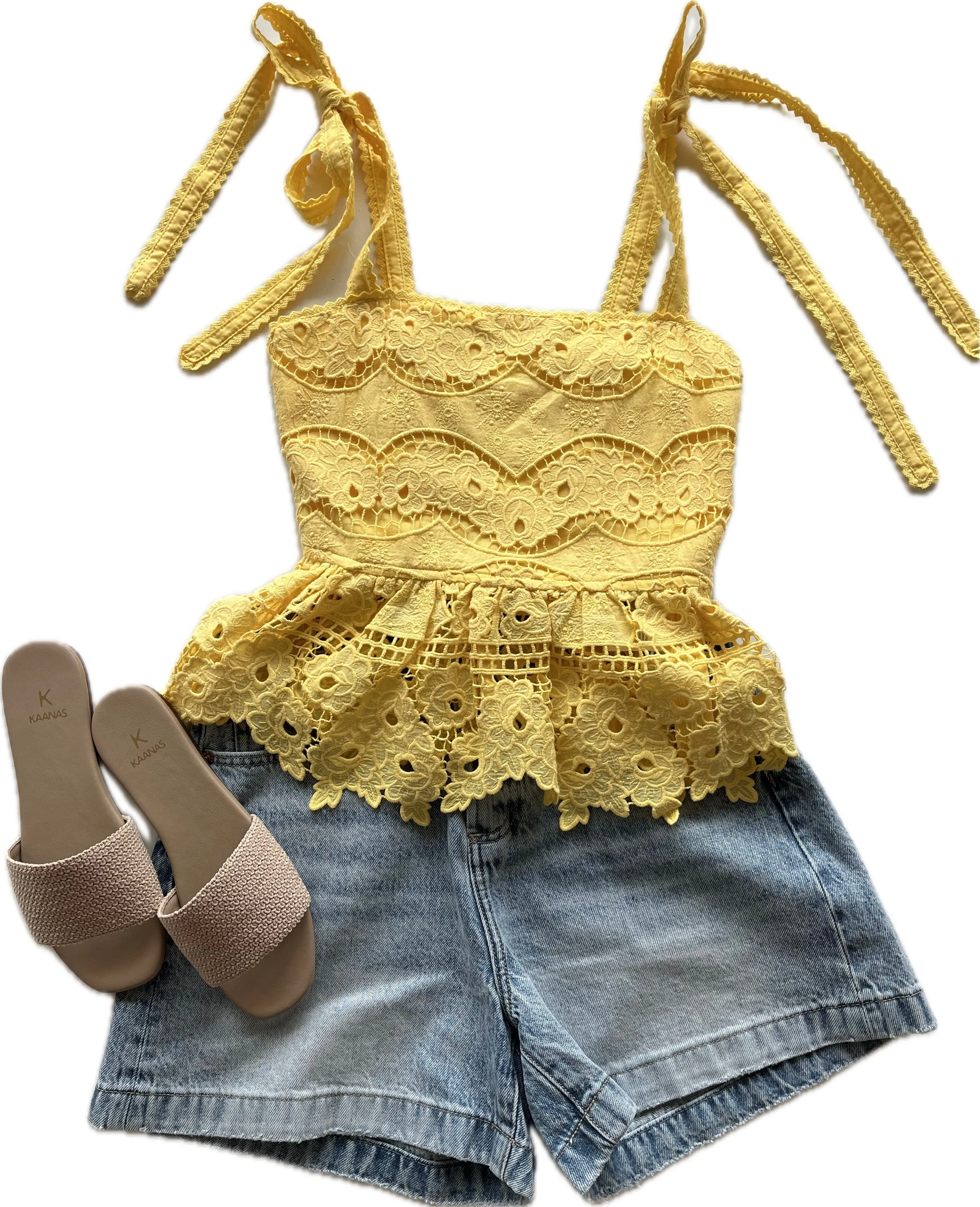 AL1172 Yellow Eyelet Tank