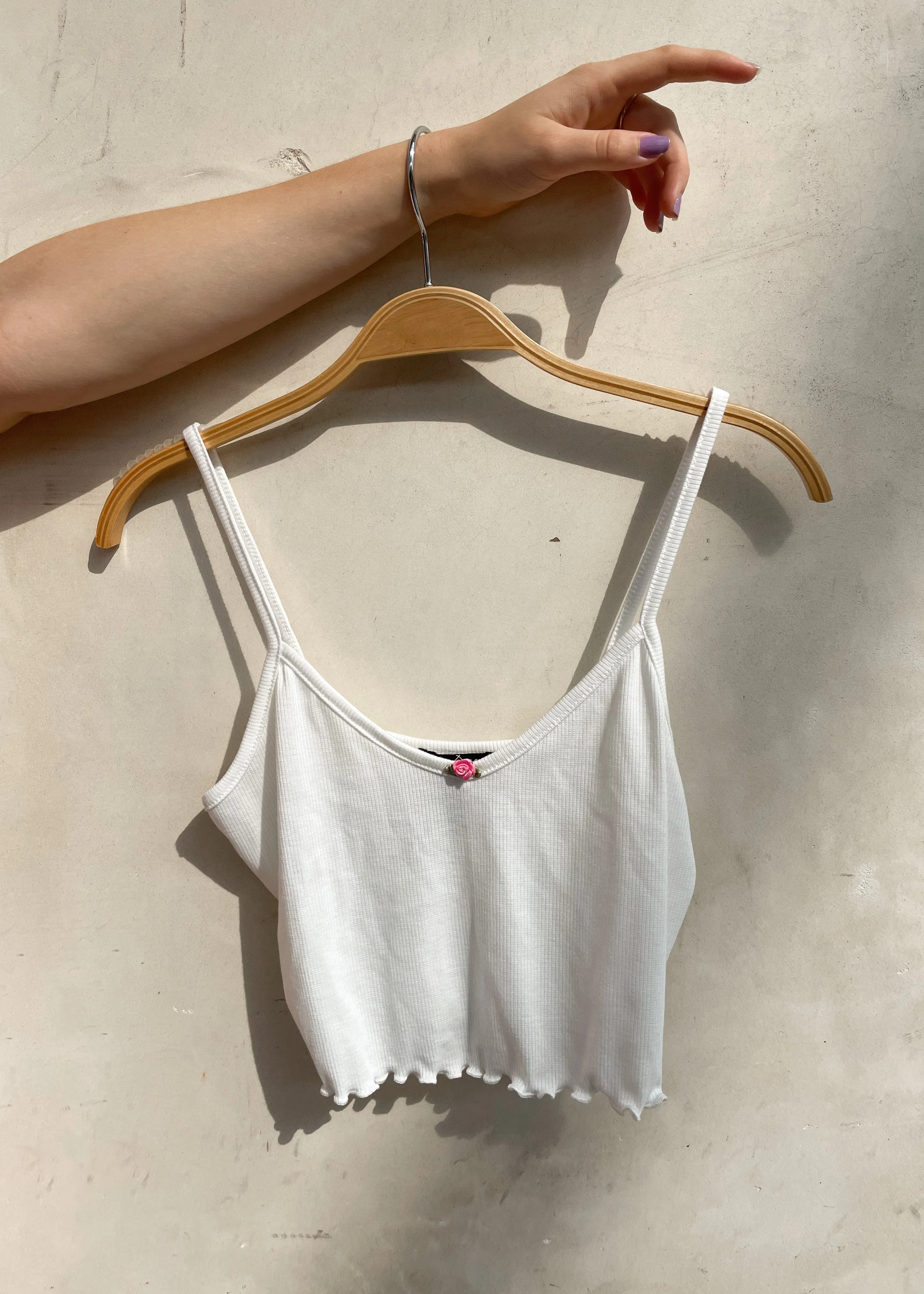 Alice Ribbed Crop Top - White