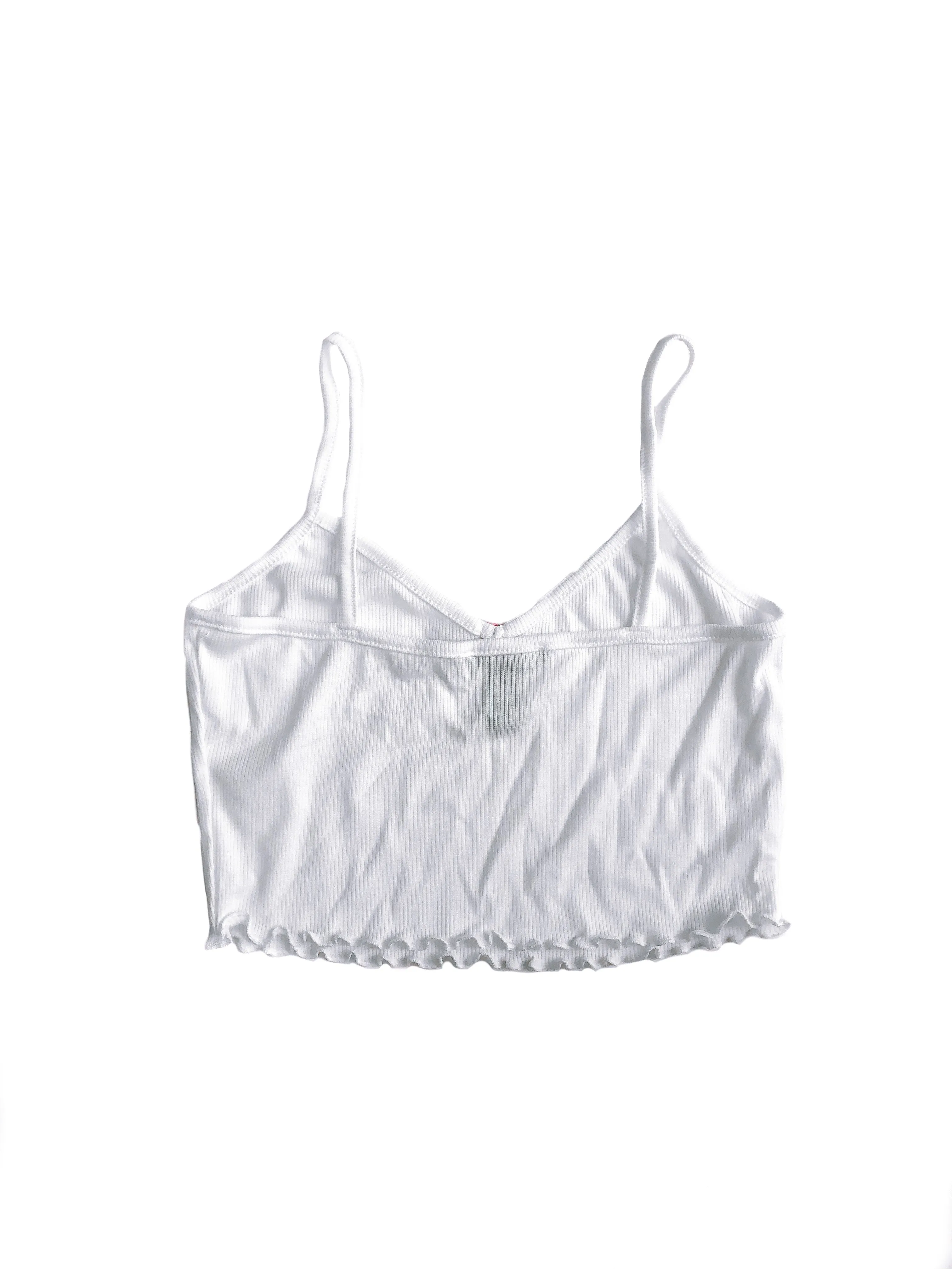 Alice Ribbed Crop Top - White