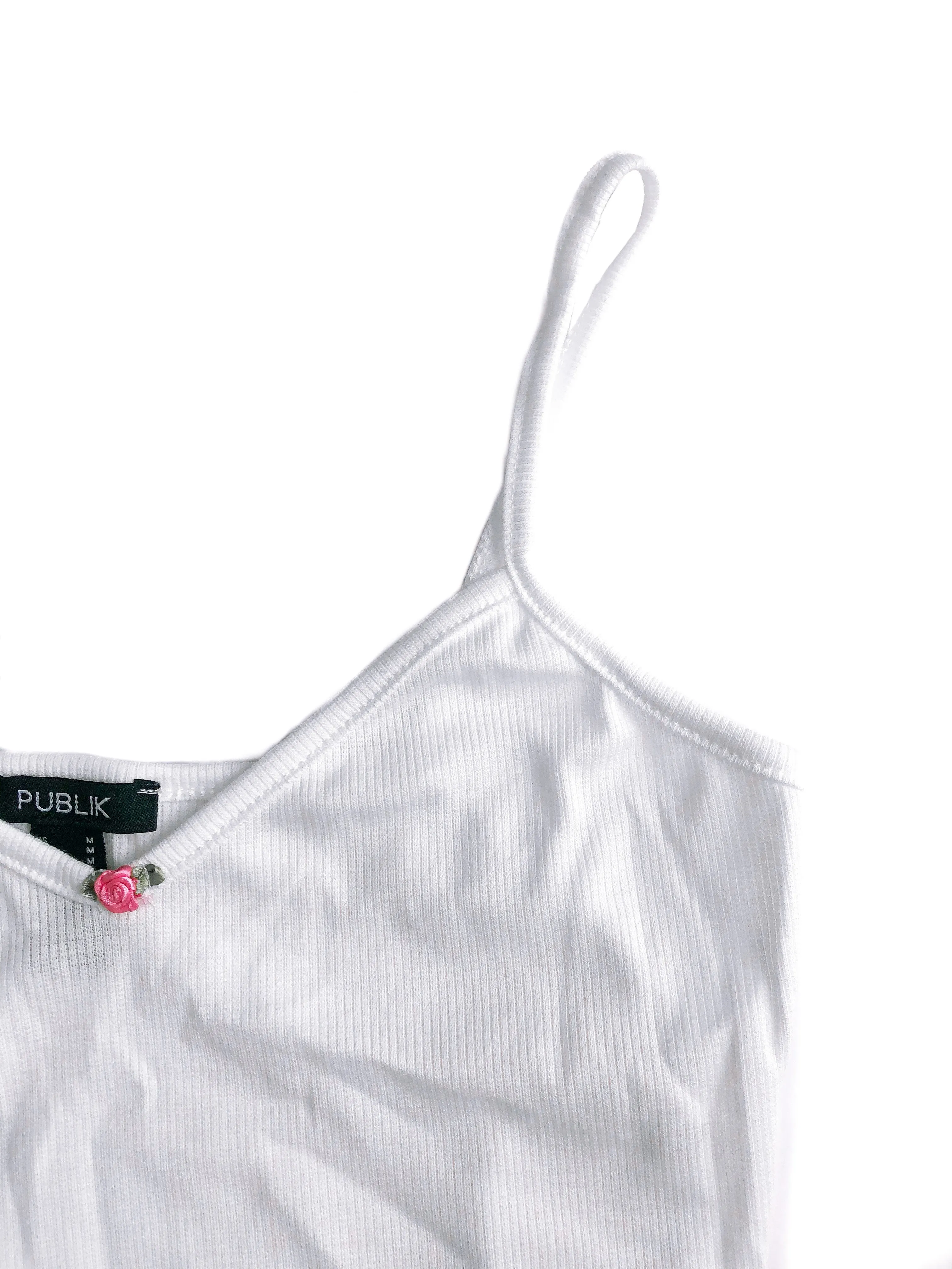 Alice Ribbed Crop Top - White