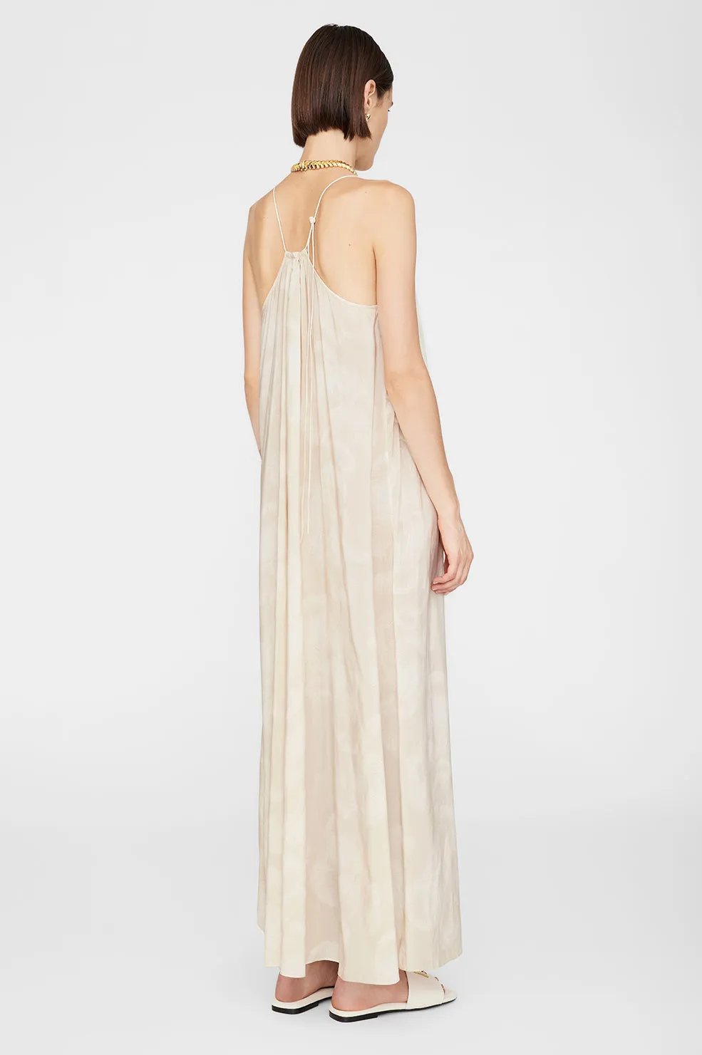 Anine Bing Aida Maxi Dress in Oat Mushroom Print