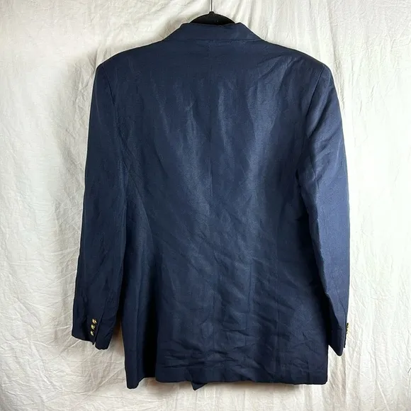 Ann Taylor Navy Double Breasted Blazer Size 10 Gold Button Detail