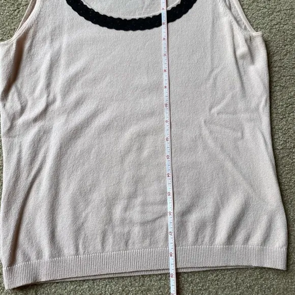 Anne Klein Sweater Set Cardigan Tank Top Pink Black Floral
