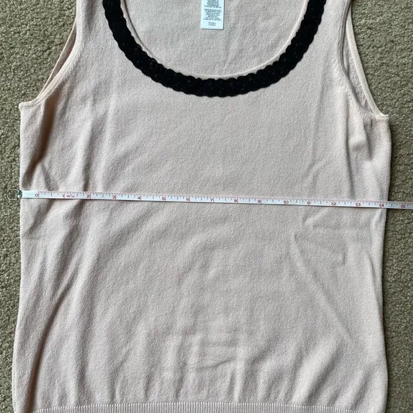 Anne Klein Sweater Set Cardigan Tank Top Pink Black Floral