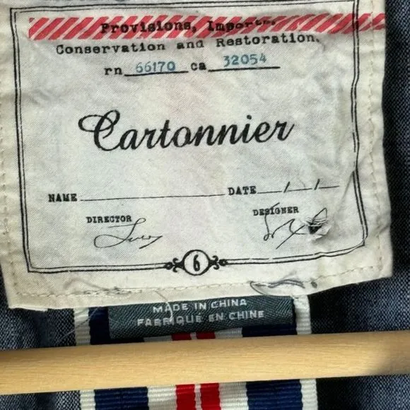 Anthropologie Cartonnier Blue Linen Blend Two Button Blazer Sz 6