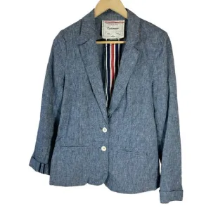 Anthropologie Cartonnier Blue Linen Blend Two Button Blazer Sz 6