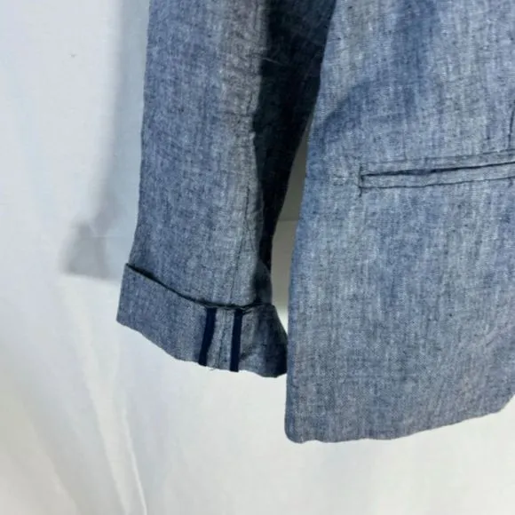 Anthropologie Cartonnier Blue Linen Blend Two Button Blazer Sz 6