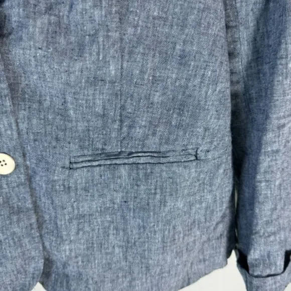 Anthropologie Cartonnier Blue Linen Blend Two Button Blazer Sz 6