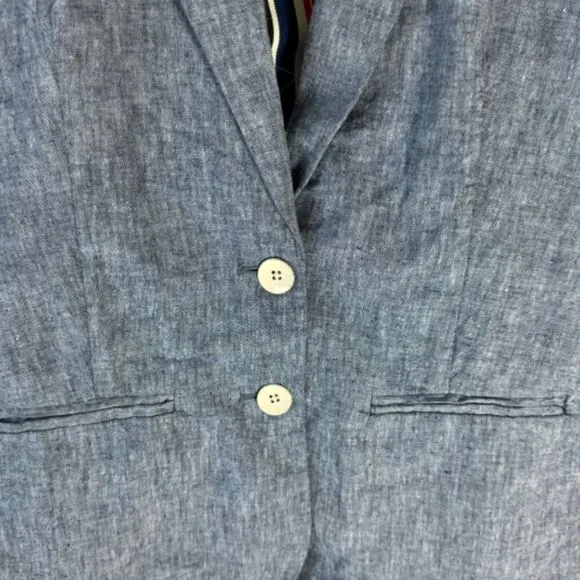 Anthropologie Cartonnier Blue Linen Blend Two Button Blazer Sz 6
