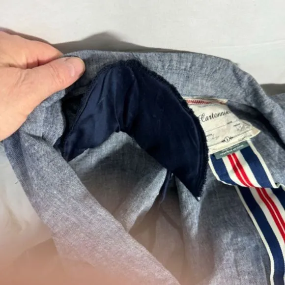 Anthropologie Cartonnier Blue Linen Blend Two Button Blazer Sz 6