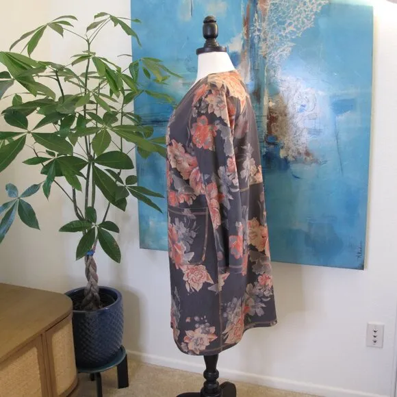 ANTHROPOLOGIE Open Front Rose Kimono Jacket
