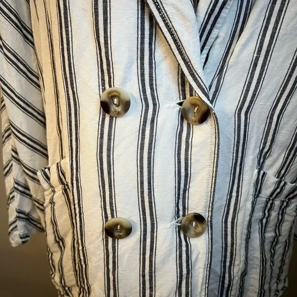 Anthropologie Pilcro Dolman-Sleeve Striped Linen Blazer - Small