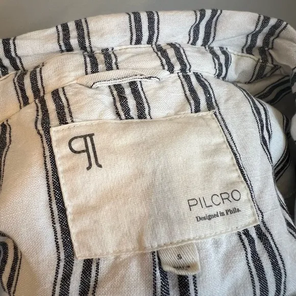 Anthropologie Pilcro Dolman-Sleeve Striped Linen Blazer - Small