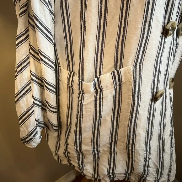 Anthropologie Pilcro Dolman-Sleeve Striped Linen Blazer - Small