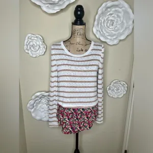 Anthropologie Postmark Ginny Layered Blouse Sweater Cream &amp; Floral Print…