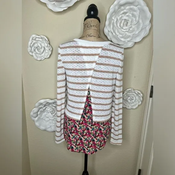 Anthropologie Postmark Ginny Layered Blouse Sweater Cream &amp; Floral Print…