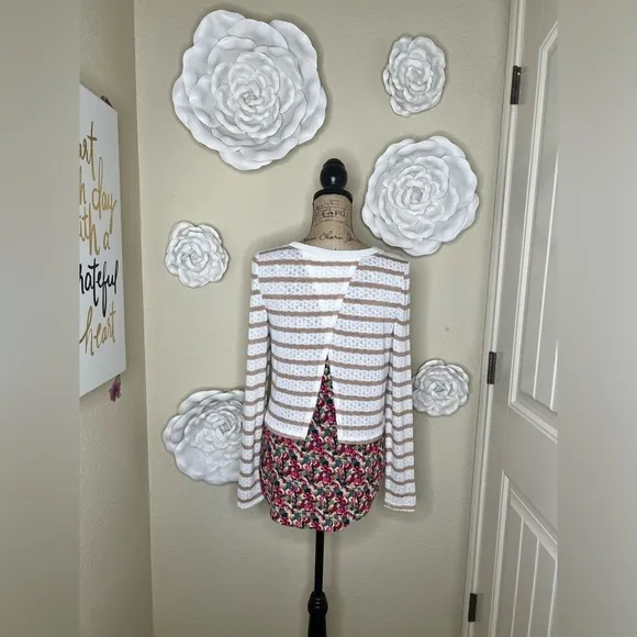 Anthropologie Postmark Ginny Layered Blouse Sweater Cream &amp; Floral Print…