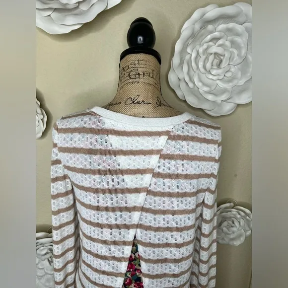 Anthropologie Postmark Ginny Layered Blouse Sweater Cream &amp; Floral Print…