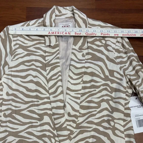 Ariat Safari Blazer Linen Blend 3/4 Sleeves Lined Mid Length Jacket Size Medium