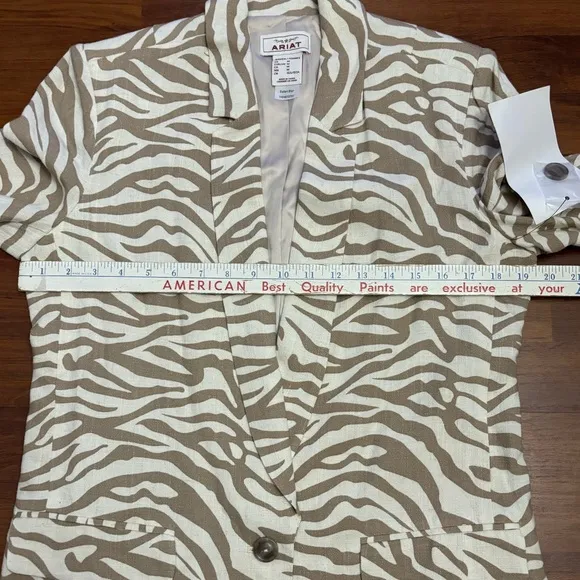 Ariat Safari Blazer Linen Blend 3/4 Sleeves Lined Mid Length Jacket Size Medium